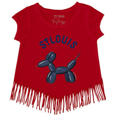 Red St. Louis Cardinals Tiny Turnip Girls Youth Balloon Dog Fringe T-Shirt