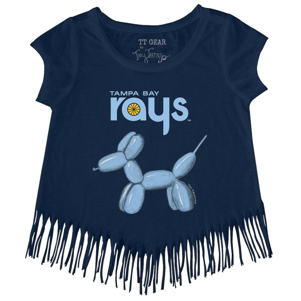 Navy Tampa Bay Rays Tiny Turnip Girls Youth Balloon Dog Fringe T-Shirt