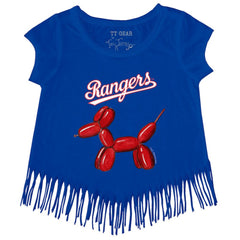 Royal Texas Rangers Tiny Turnip Girls Youth Balloon Dog Fringe T-Shirt