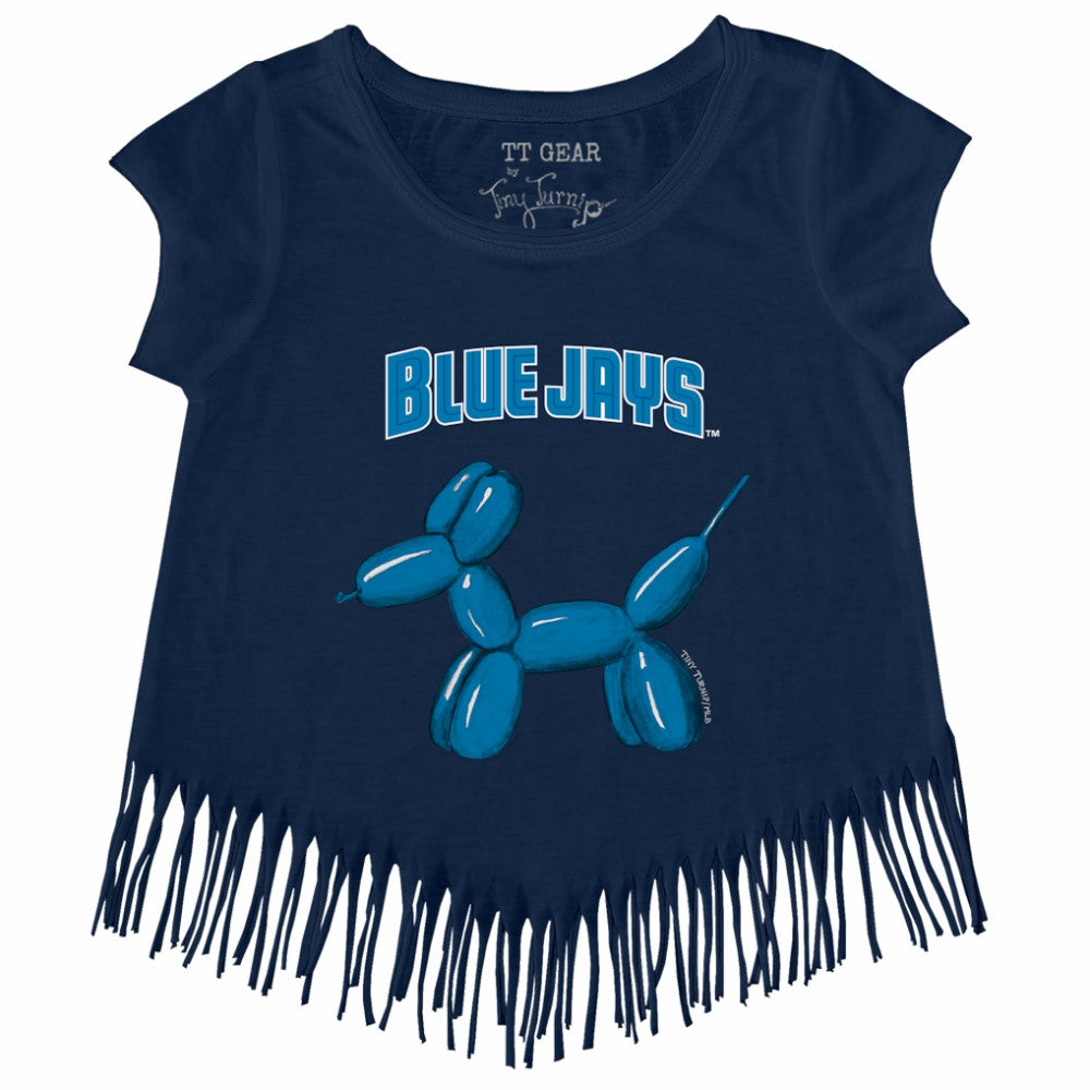 Navy Toronto Blue Jays Tiny Turnip Girls Youth Balloon Dog Fringe T-Shirt
