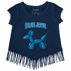 Navy Toronto Blue Jays Tiny Turnip Girls Youth Balloon Dog Fringe T-Shirt