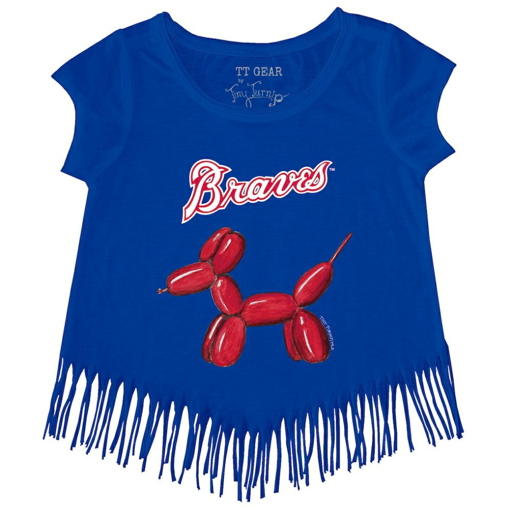 Royal Atlanta Braves Tiny Turnip Girls Youth Balloon Dog Fringe T-Shirt