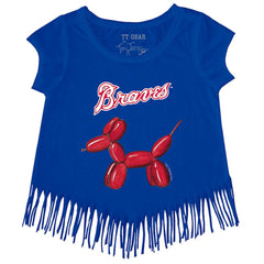 Royal Atlanta Braves Tiny Turnip Girls Youth Balloon Dog Fringe T-Shirt