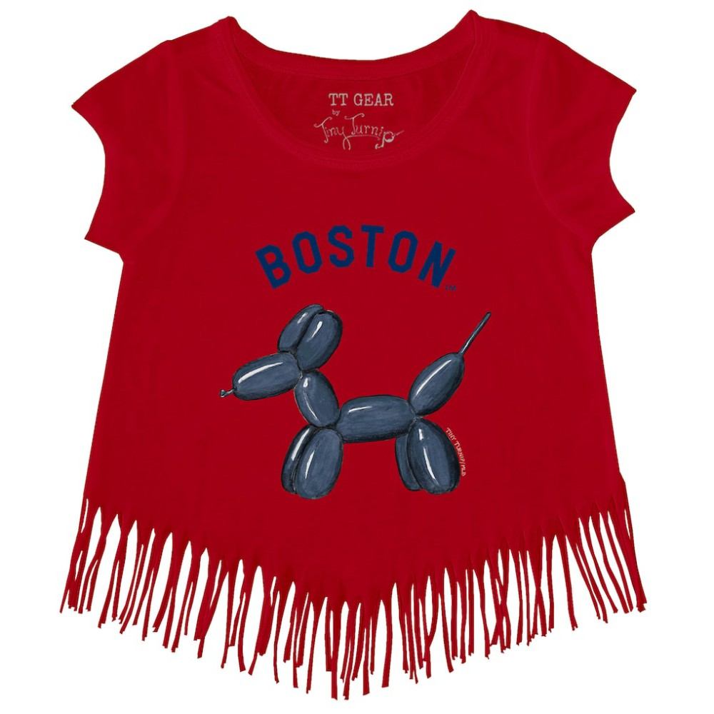 Red Boston Red Sox Tiny Turnip Girls Youth Balloon Dog Fringe T-Shirt