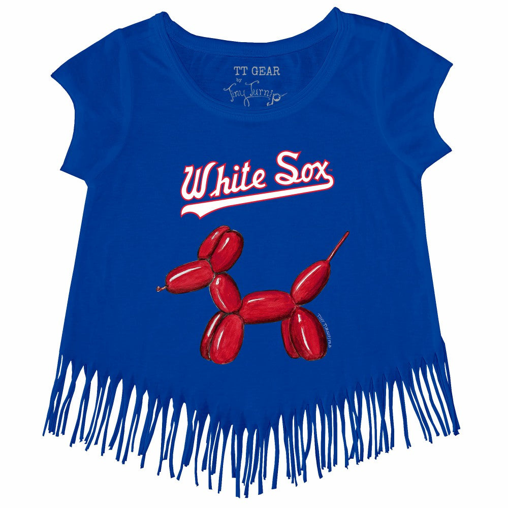 Royal Chicago White Sox Tiny Turnip Girls Youth Balloon Dog Fringe T-Shirt