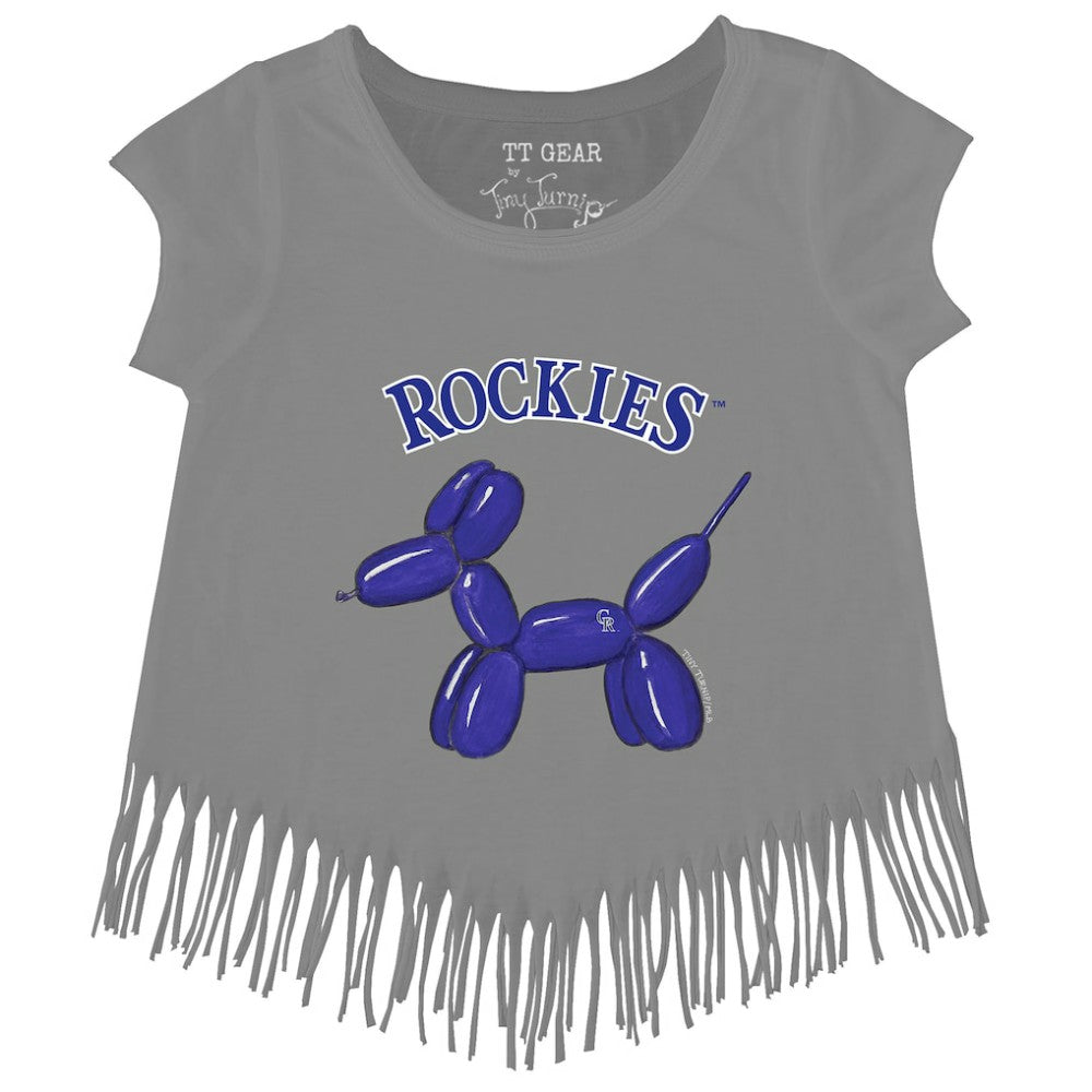 Gray Colorado Rockies Tiny Turnip Girls Youth Balloon Dog Fringe T-Shirt