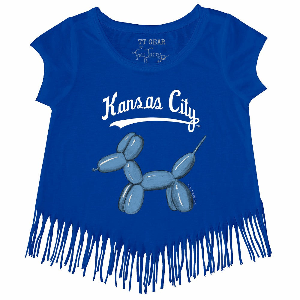 Royal Kansas City Royals Tiny Turnip Girls Youth Balloon Dog Fringe T-Shirt