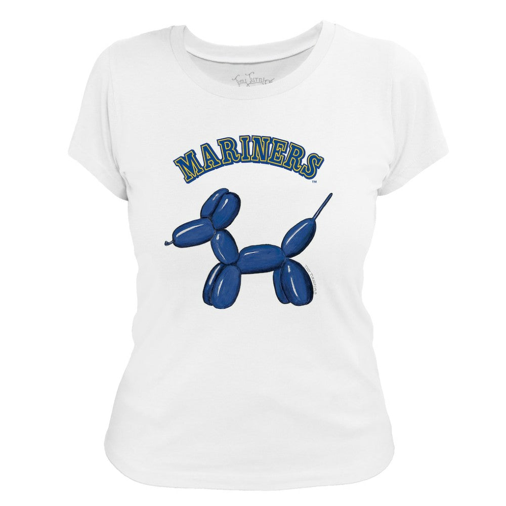 White Seattle Mariners Tiny Turnip Women's Balloon Dog T-Shirt