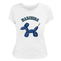 White Seattle Mariners Tiny Turnip Women's Balloon Dog T-Shirt