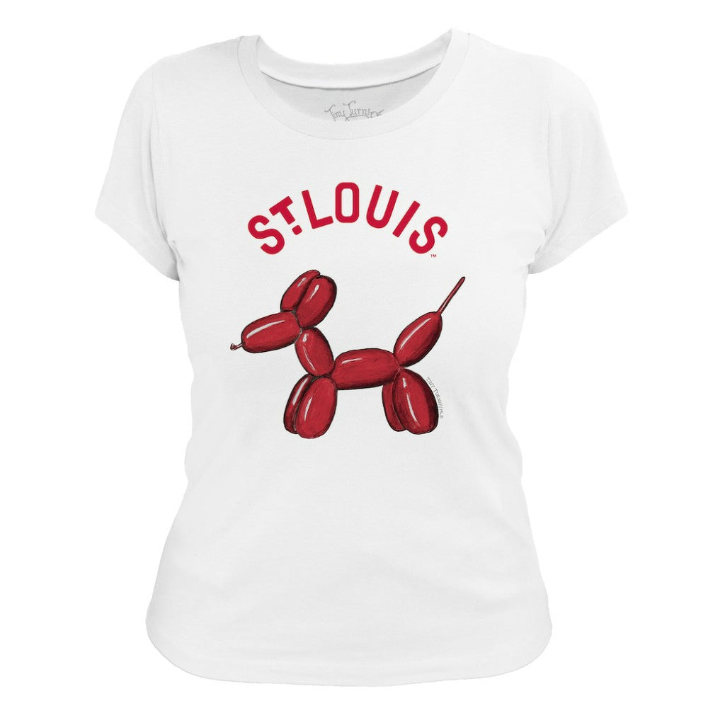 White St. Louis Cardinals Tiny Turnip Women's Balloon Dog T-Shirt