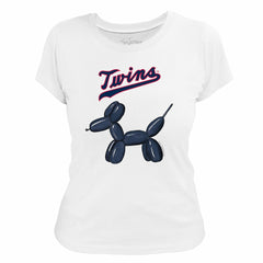 White Minnesota Twins Tiny Turnip Women's Balloon Dog T-Shirt