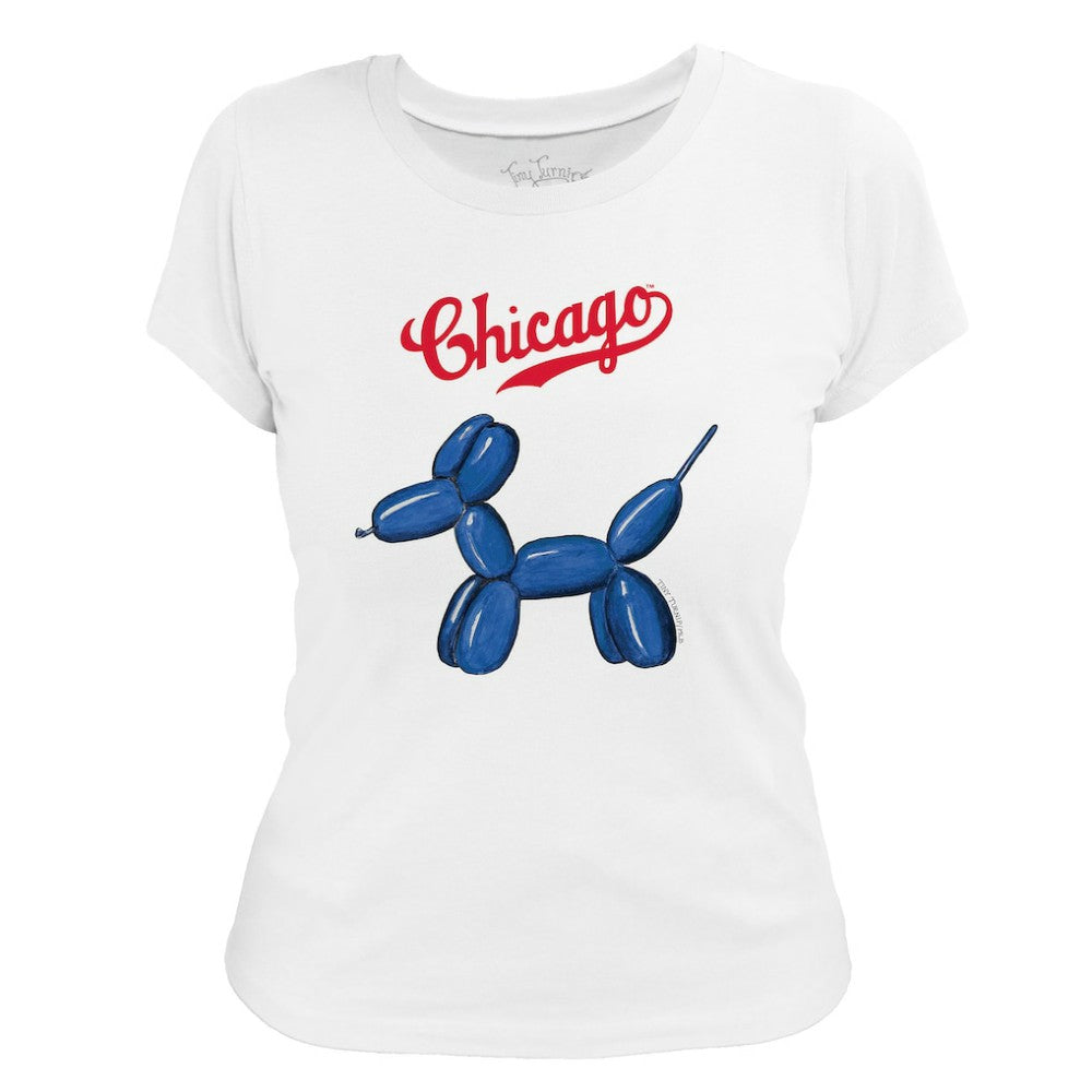 White Chicago Cubs Tiny Turnip Women's Balloon Dog T-Shirt