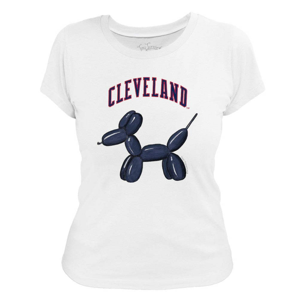 White Cleveland Guardians Tiny Turnip Women's Balloon Dog T-Shirt