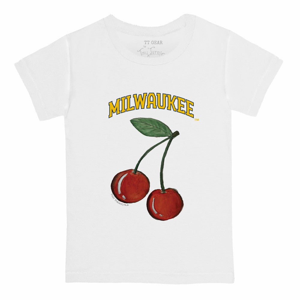 White Milwaukee Brewers Tiny Turnip  Youth Cherries T-Shirt