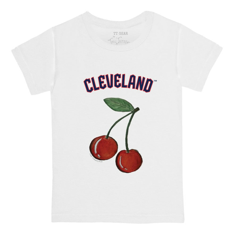 White Cleveland Guardians Tiny Turnip  Youth Cherries T-Shirt