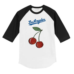 White Los Angeles Dodgers Tiny Turnip Youth Cherries 3/4-Sleeve Raglan Baseball T-Shirt