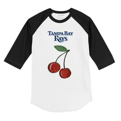 White Tampa Bay Rays Tiny Turnip Youth Cherries 3/4-Sleeve Raglan Baseball T-Shirt