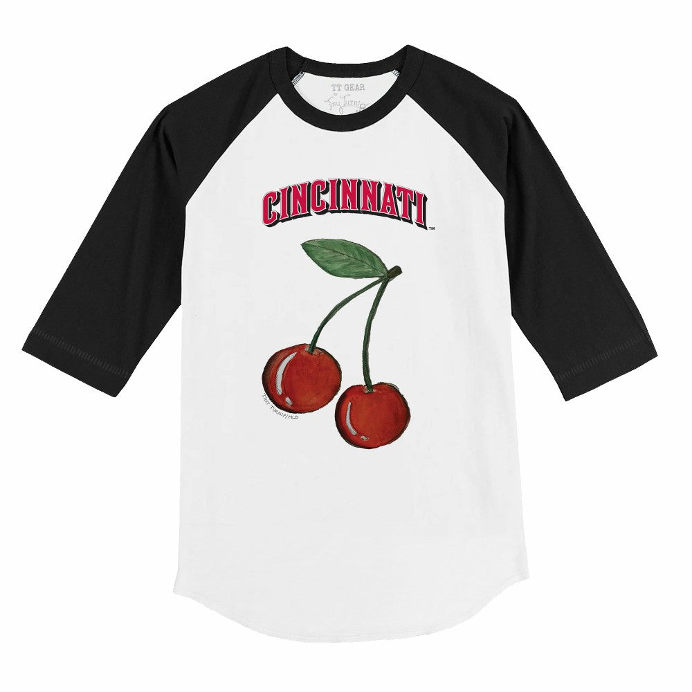 White Cincinnati Reds Tiny Turnip Youth Cherries 3/4-Sleeve Raglan Baseball T-Shirt
