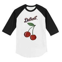 White Detroit Tigers Tiny Turnip Youth Cherries 3/4-Sleeve Raglan Baseball T-Shirt