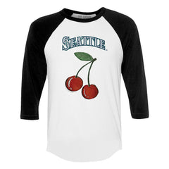 White Seattle Mariners Tiny Turnip Women's Cherries 3/4-Sleeve Raglan Baseball T-Shirt