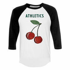 White Athletics Tiny Turnip Women's Cherries 3/4-Sleeve Raglan Baseball T-Shirt