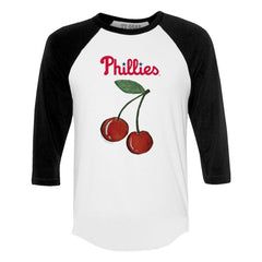 White Philadelphia Phillies Tiny Turnip Women's Cherries 3/4-Sleeve Raglan Baseball T-Shirt