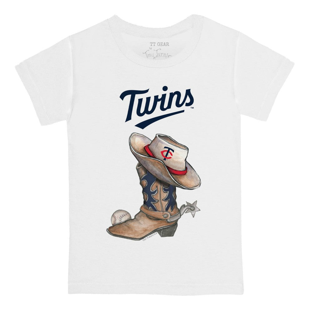 White Minnesota Twins Tiny Turnip Youth Cowboy Boot T-Shirt