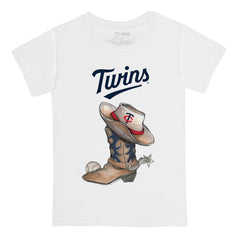 White Minnesota Twins Tiny Turnip Youth Cowboy Boot T-Shirt