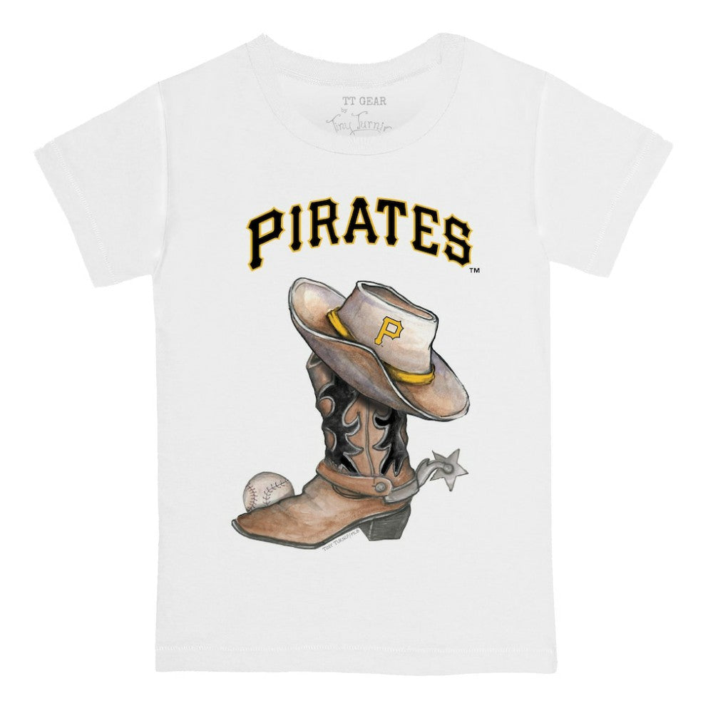 White Pittsburgh Pirates Tiny Turnip Youth Cowboy Boot T-Shirt