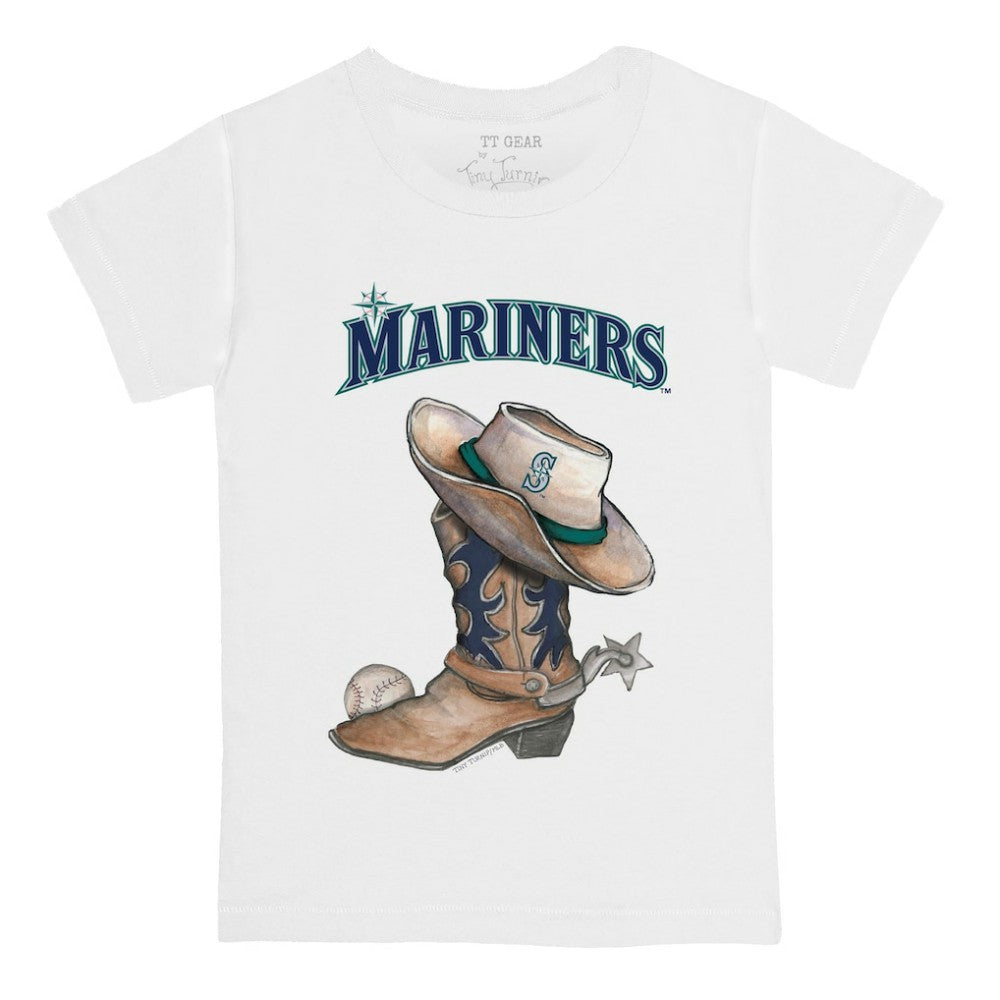 White Seattle Mariners Tiny Turnip Youth Cowboy Boot T-Shirt