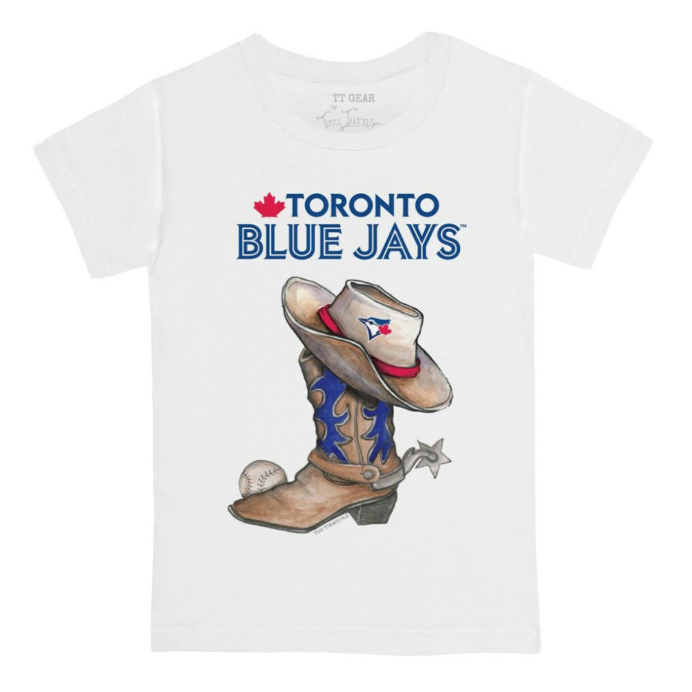 White Toronto Blue Jays Tiny Turnip Youth Cowboy Boot T-Shirt