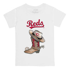White Cincinnati Reds Tiny Turnip Youth Cowboy Boot T-Shirt
