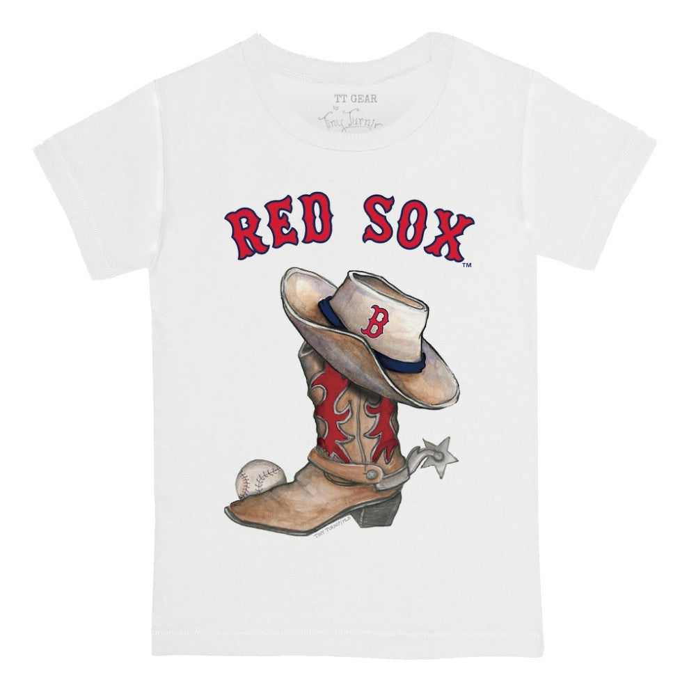 White Boston Red Sox Tiny Turnip Youth Cowboy Boot T-Shirt