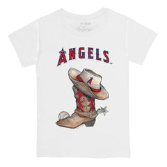 White Los Angeles Angels Tiny Turnip Youth Cowboy Boot T-Shirt