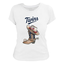White Minnesota Twins Tiny Turnip Women's Cowboy Boot T-Shirt