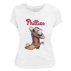 White Philadelphia Phillies Tiny Turnip Women's Cowboy Boot T-Shirt