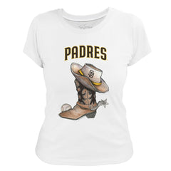 White San Diego Padres Tiny Turnip Women's Cowboy Boot T-Shirt