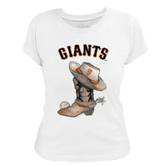 White San Francisco Giants Tiny Turnip Women's Cowboy Boot T-Shirt