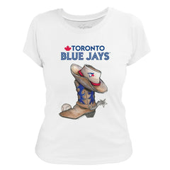 White Toronto Blue Jays Tiny Turnip Women's Cowboy Boot T-Shirt