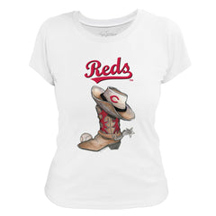 White Cincinnati Reds Tiny Turnip Women's Cowboy Boot T-Shirt