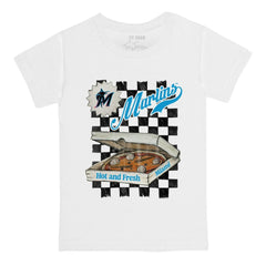 White Miami Marlins Tiny Turnip Youth Pizza T-Shirt
