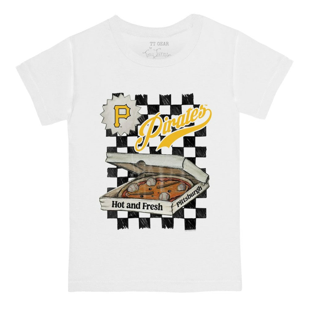 White Pittsburgh Pirates Tiny Turnip Youth Pizza T-Shirt