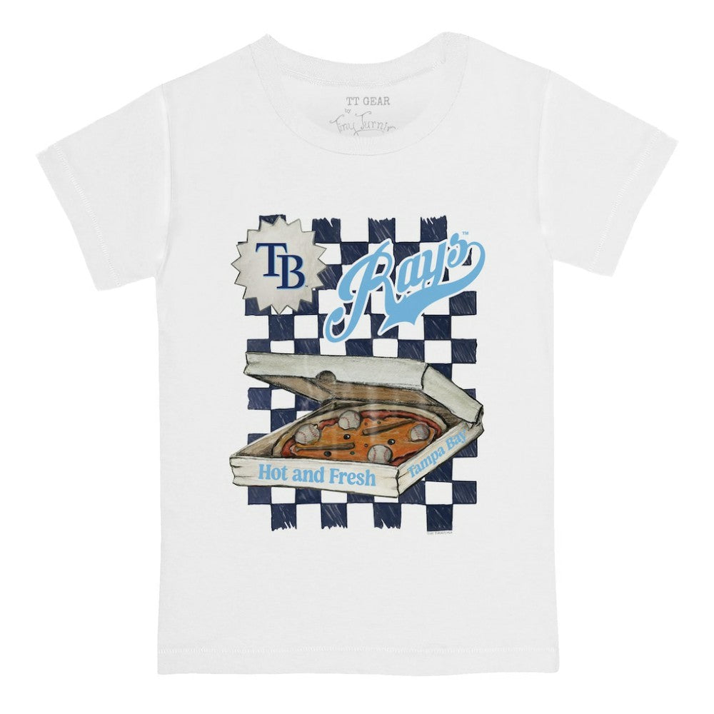 White Tampa Bay Rays Tiny Turnip Youth Pizza T-Shirt