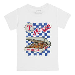 White Texas Rangers Tiny Turnip Youth Pizza T-Shirt