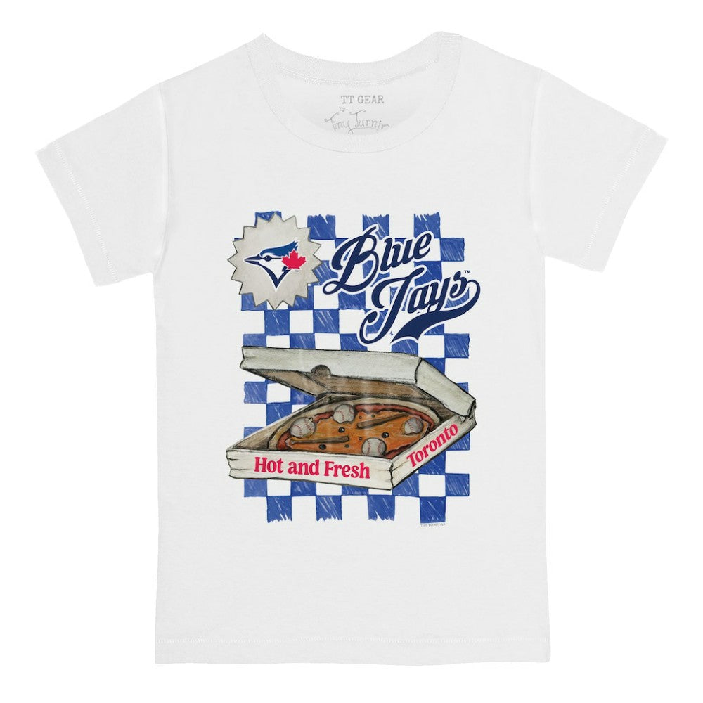 White Toronto Blue Jays Tiny Turnip Youth Pizza T-Shirt