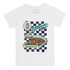 White Seattle Mariners Tiny Turnip Youth Pizza T-Shirt