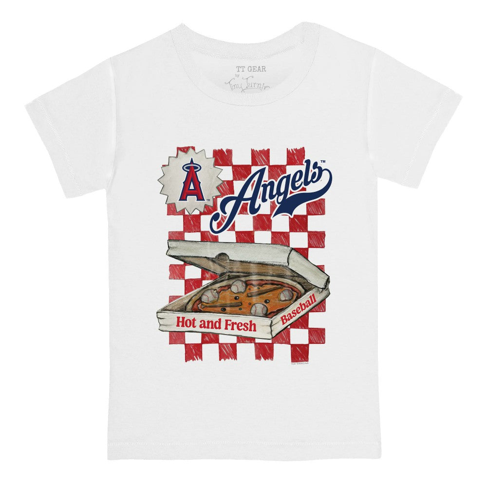 White Los Angeles Angels Tiny Turnip Youth Pizza T-Shirt