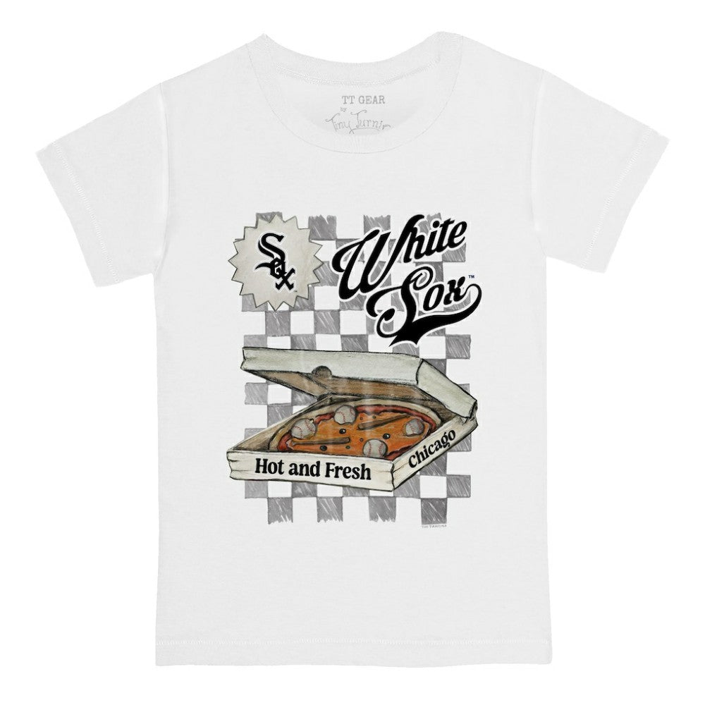 White Chicago White Sox Tiny Turnip Youth Pizza T-Shirt
