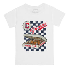 White Cleveland Guardians Tiny Turnip Youth Pizza T-Shirt