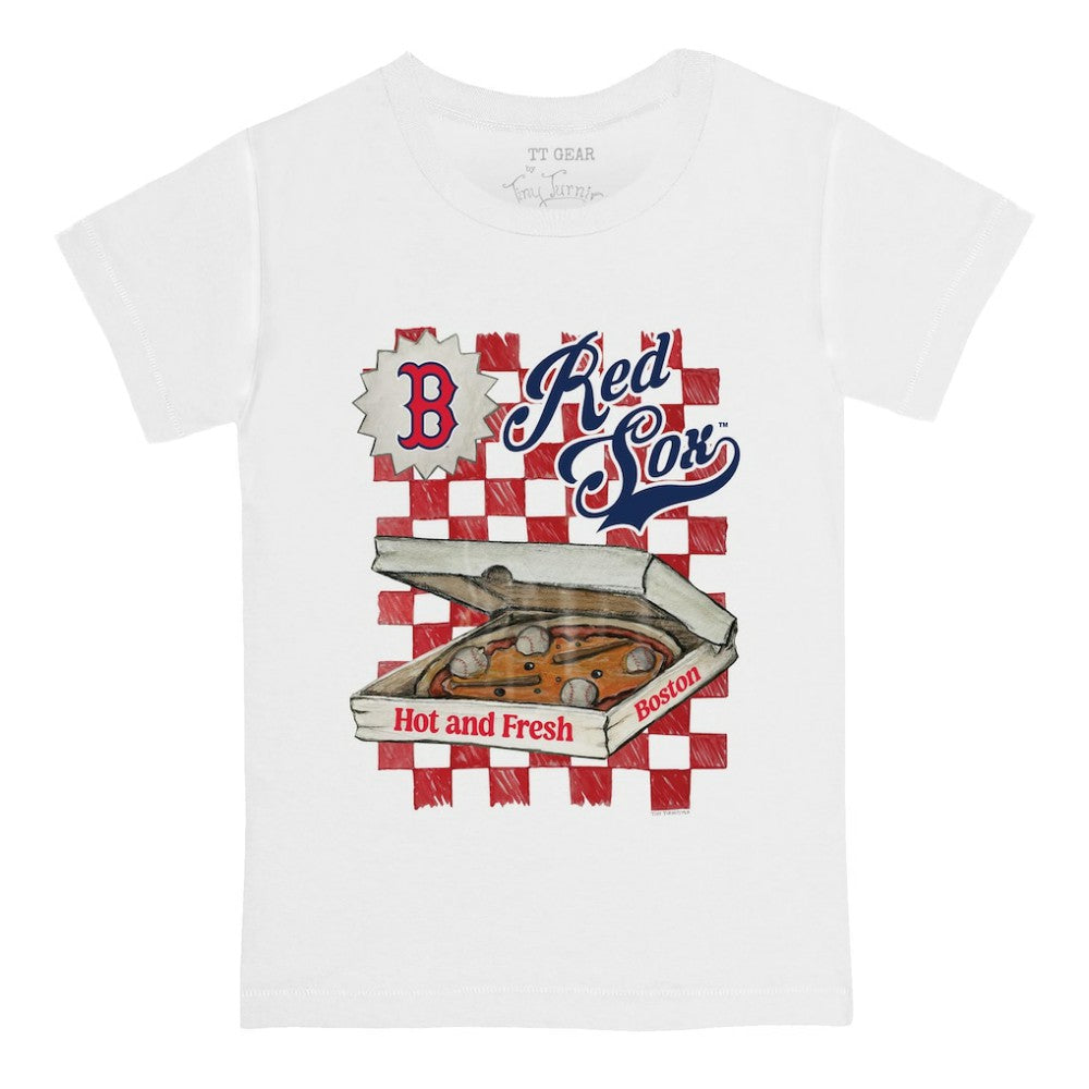 White Boston Red Sox Tiny Turnip Youth Pizza T-Shirt